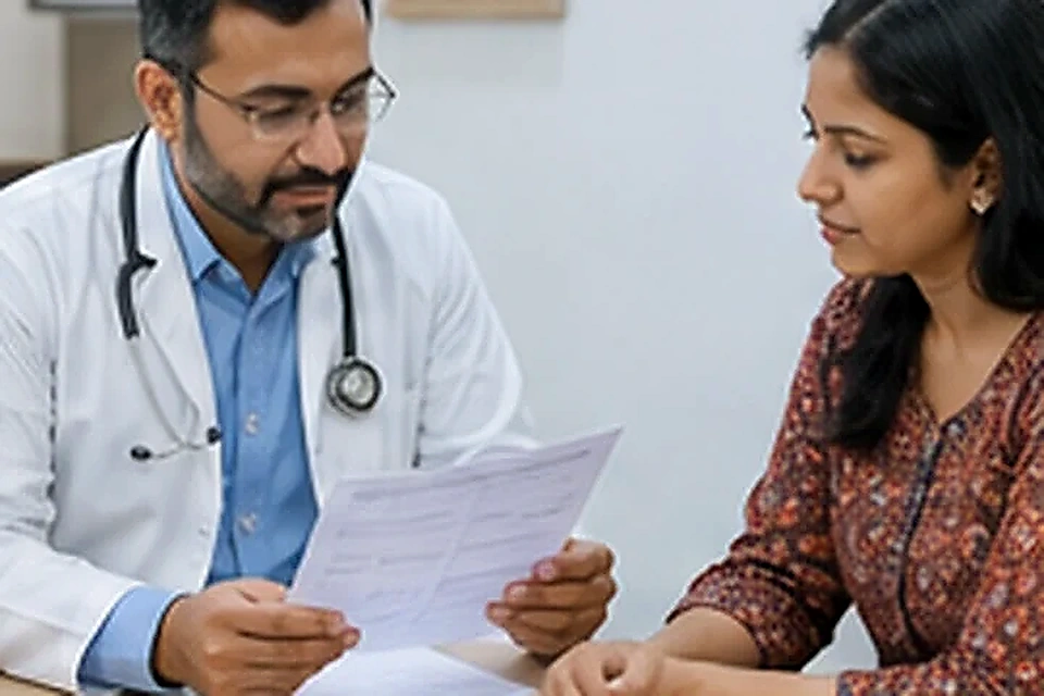 Laboratory report review related to Thyroid Goitre Test & Thyroid Surgeries at Nadhira Cosmo Clinic, Avadi