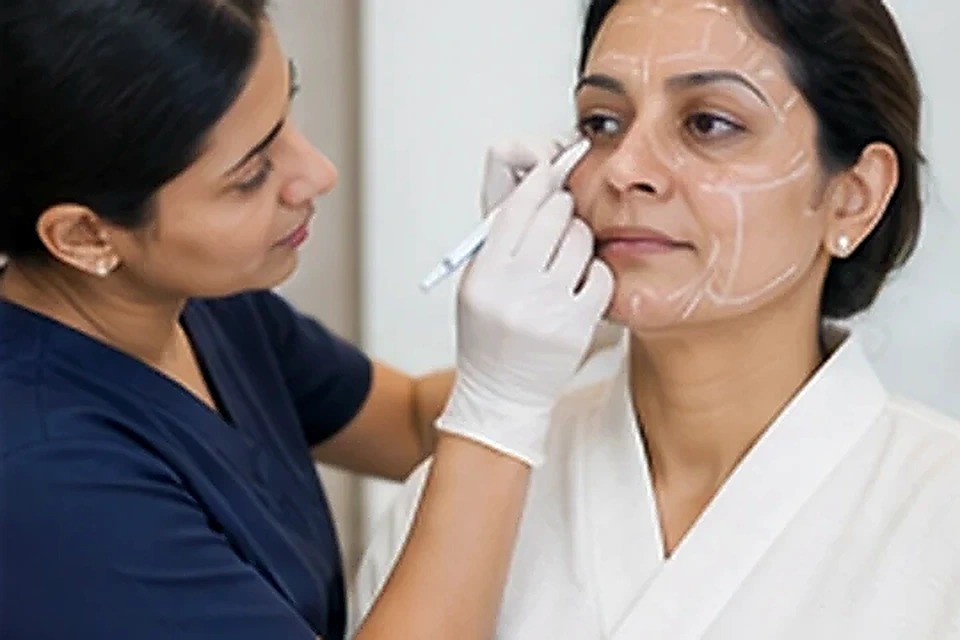 Facial treatment mapping related to Meso Therapy at Nadhira Cosmo Clinic, Avadi