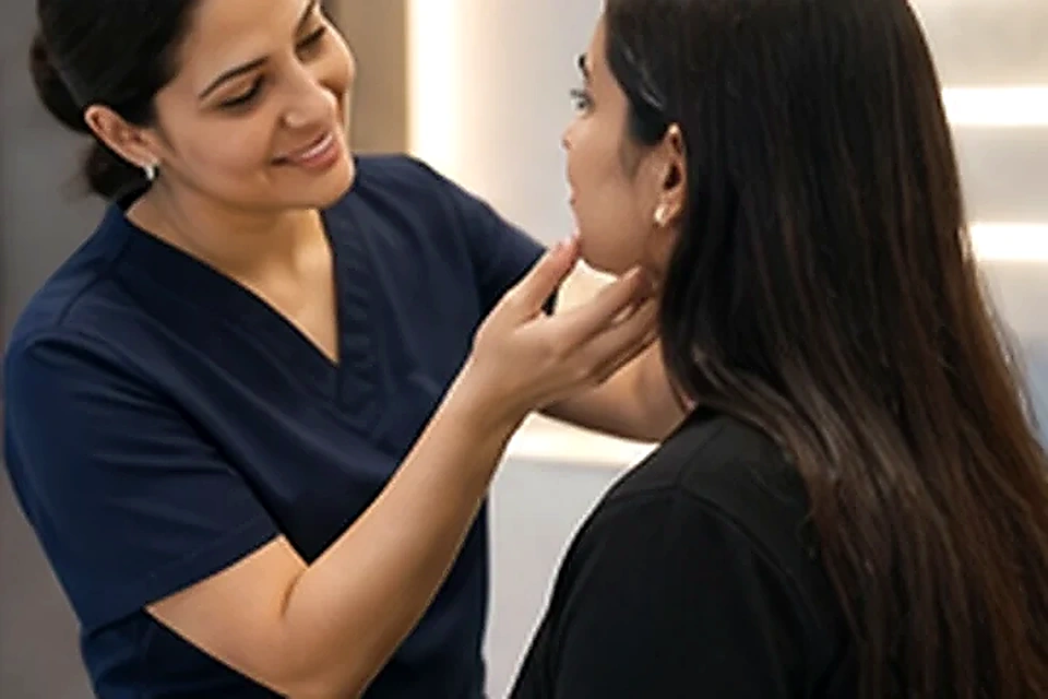 Mature patient consultation related to Skin Boosters at Nadhira Cosmo Clinic, Avadi