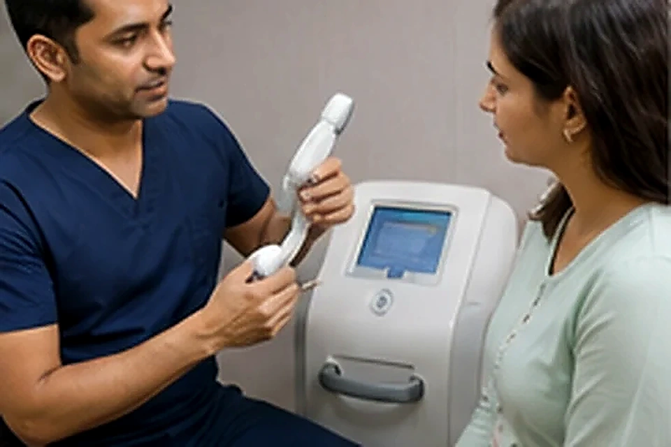 Cryotherapy device explanation related to Ingrown Toenail Surgery at Nadhira Cosmo Clinic, Avadi