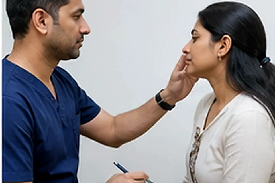 Facial lesion assessment related to Ear Piercing at Nadhira Cosmo Clinic, Avadi