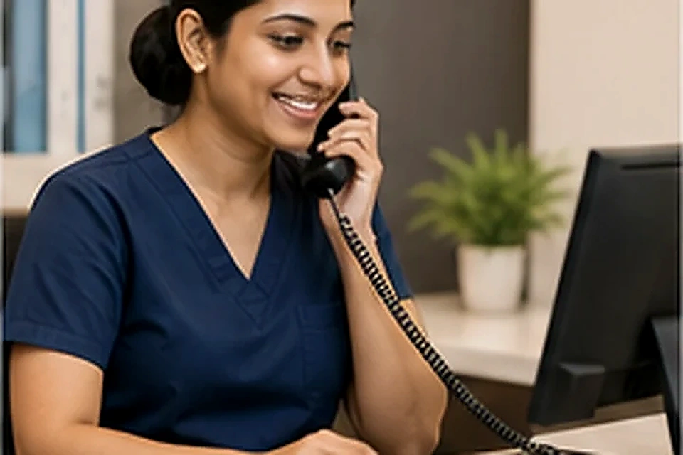 Nurse at reception related to Feel Confident in Your Skin at Nadhira Cosmo Clinic, Avadi